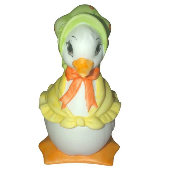 Vintage LEFTON CHINA Handpainted Duck Mother Goose w/Easter Bonnet Trinket Box - Picture 2 of 9